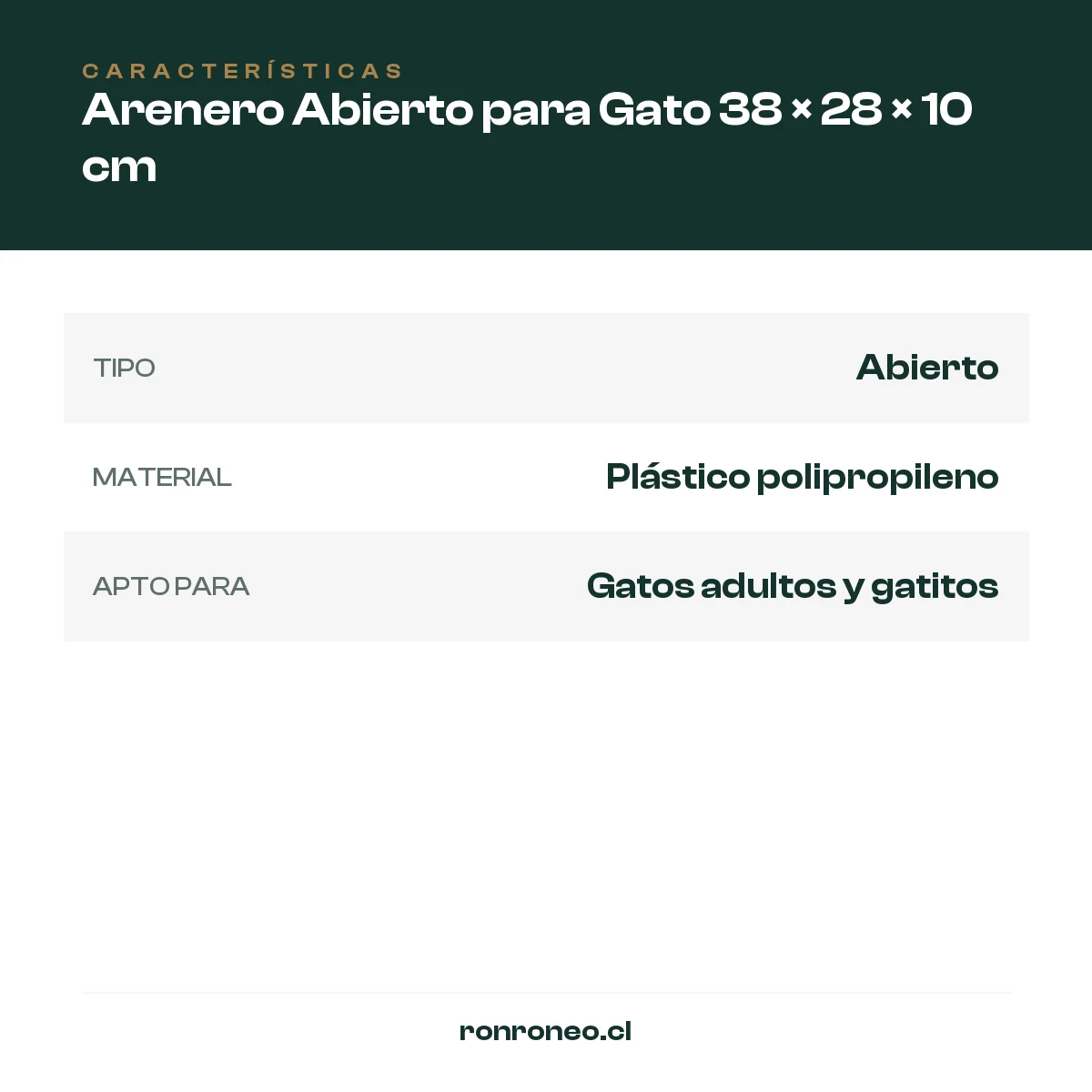 Arenero Abierto para Gato 38 × 28 × 10 cm — foto 4
