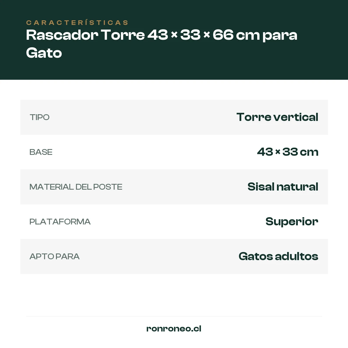 Rascador Torre 43 × 33 × 66 cm para Gato — foto 3